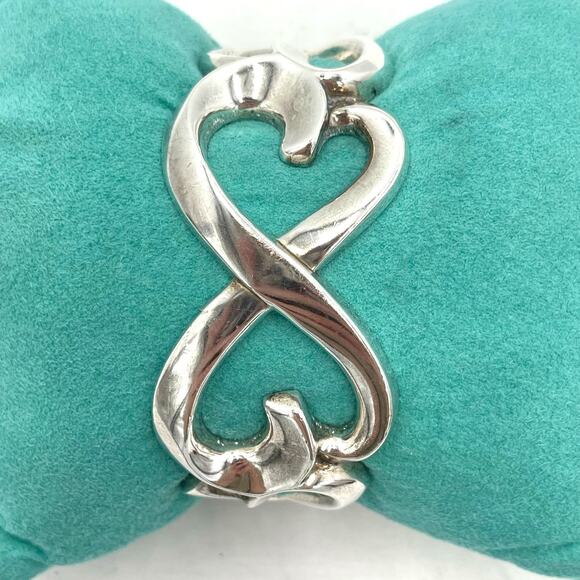 Tiffany & Co Paloma Picasso Double Loving Heart Cuff Sterling Silver Bracelet